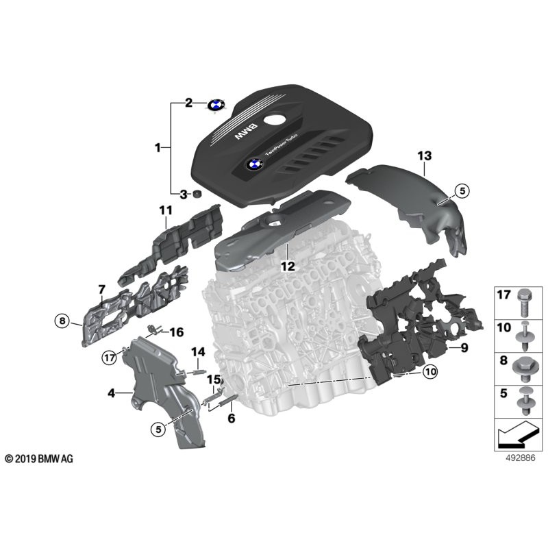 Garniture de couvercle de moteur en caoutchouc Grommet Bush - Pièce d'origine BMW 11147799108