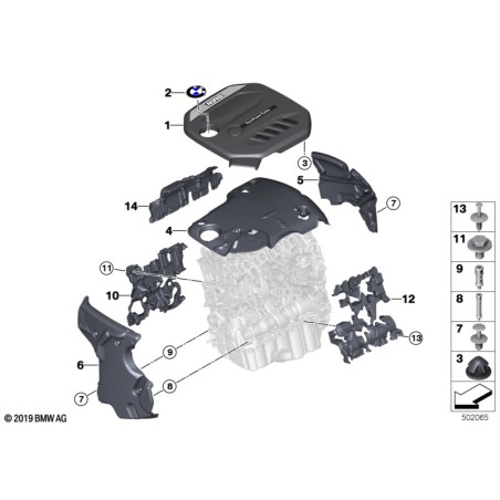 Garniture de couvercle de moteur en caoutchouc - Bague de montage en caoutchouc - Pièce d'origine BMW 11127614138