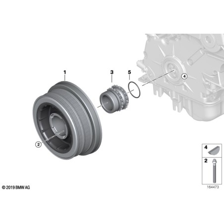 Poulie d'amortisseur de vibrations du vilebrequin du moteur - Pièce d'origine BMW 11238511371