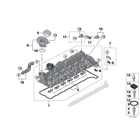 Couvercle de soupape de culasse moteur - Pièce d'origine BMW 11127823181