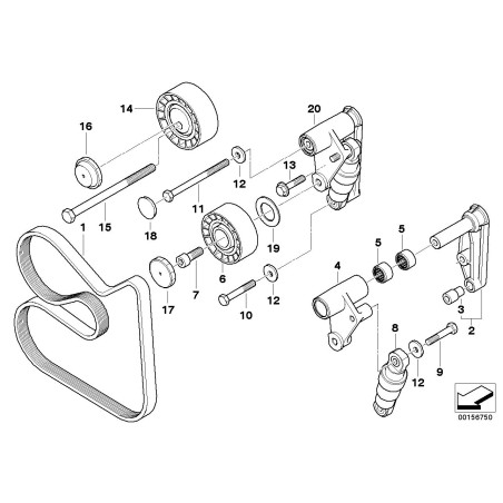 Capuchon de protection de la poulie de tension de la courroie d'entraînement du moteur - Pièce d'origine BMW 11281727159
