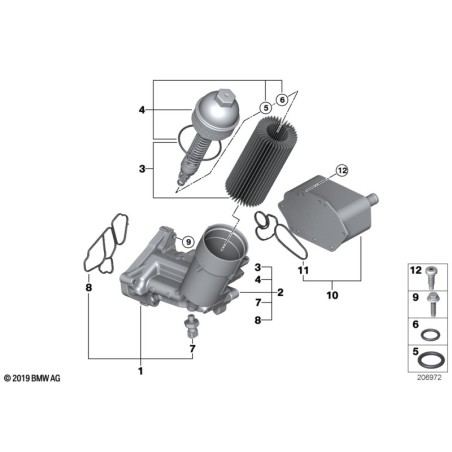 Joint de carter de filtre à huile moteur - Pièce d'origine BMW 11422247378 Joint de carter de filtre à huile moteur - Pièce d'origine BMW 11422247378