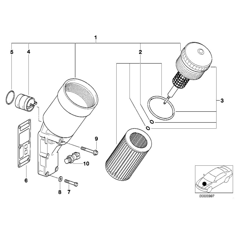 Boîtier de filtre à huile moteur - Pièce d'origine BMW 11421432228