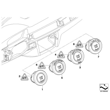 Interrupteur de démarrage du moteur avec bouton poussoir - Pièce d'origine BMW 61319146356