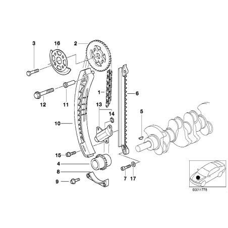 Guide de rail de chaîne de distribution du moteur - Pièce d'origine BMW 11311734694