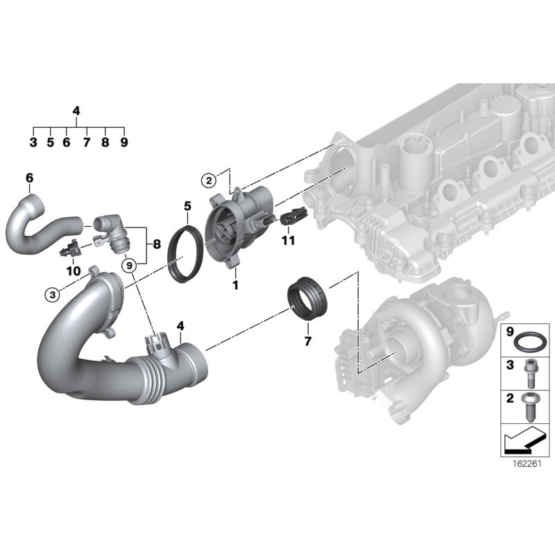 Joint d'étanchéité du tuyau d'admission du turbo moteur - Pièce d'origine BMW 13717792090