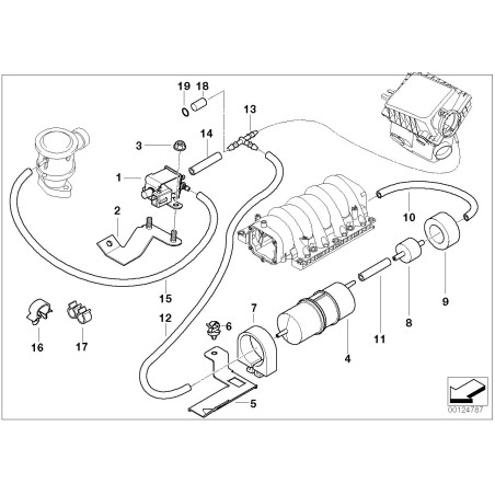 Réservoir de stockage du vide du moteur - Pièce d'origine BMW 11611312762