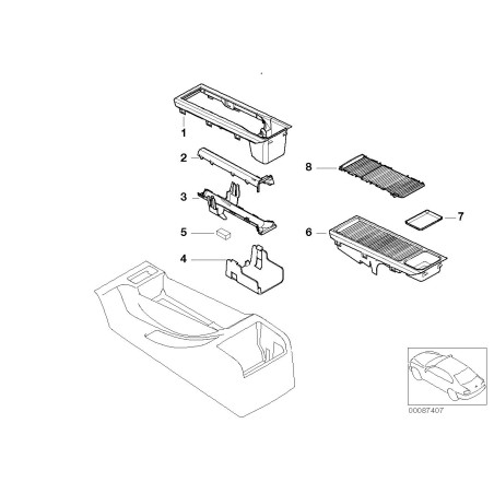 Entrez le couvercle de rangement de plateau de console noir - Pièce d'origine BMW 51167039184