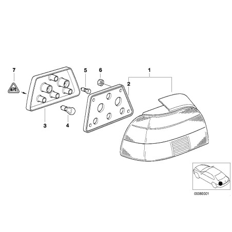 Feu arrière LED européen - Gauche (côté conducteur) - Pièce d'origine BMW 63212496297 Feu arrière LED européen - Gauche (côté conducteur) - Pièce d'origine BMW 63212496297
