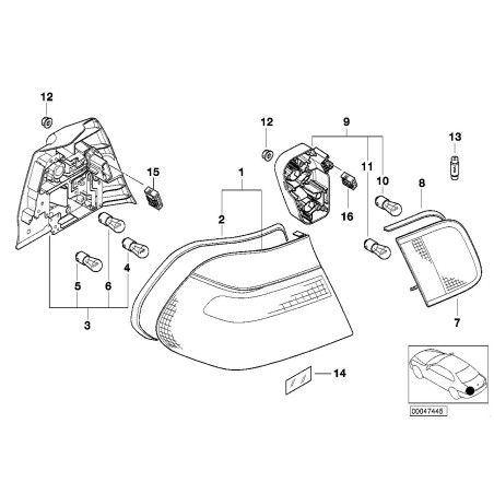 Ensemble de feux arrière européens - Pièce d'origine BMW 63216946535