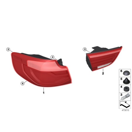 Ensemble complet de 4 feux arrière européens - Pièce d'origine BMW 63217417469 Ensemble complet de 4 feux arrière européens - Pièce d'origine BMW 63217417469