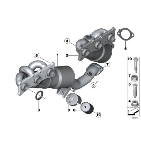 Écrou autobloquant à bride d'échappement Hex M10 - Pièce d'origine BMW 18301737774