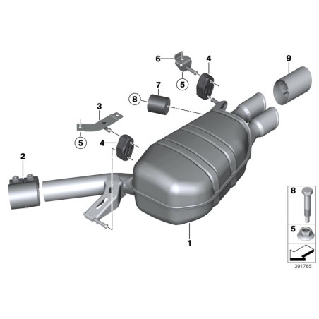 Système d'échappement Embout de tuyau d'échappement Chrome Noir - Pièce d'origine BMW 18308511729