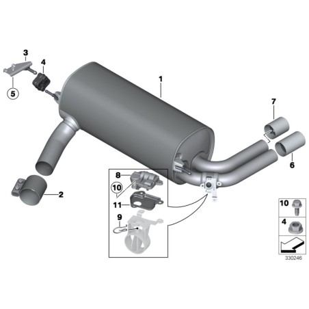 Garniture de sortie d'échappement chromée - Pièce d'origine BMW 18307610637