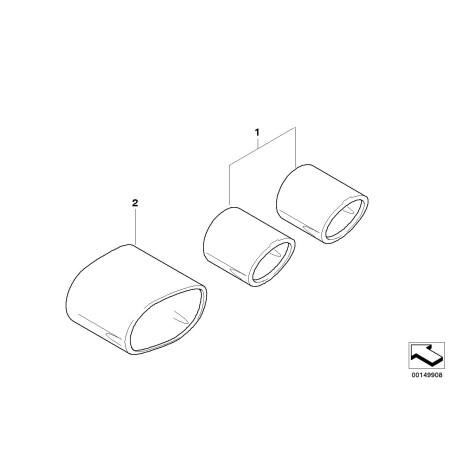 Embouts de tuyau d'échappement chromés - Pièce d'origine BMW 2x82120151088 Embouts de tuyau d'échappement chromés - Pièce d'origine BMW 2x82120151088