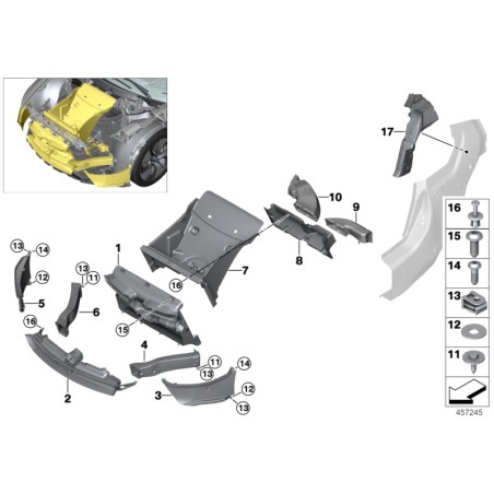 Ensemble de 20 bouchons d'expansion pour garniture intérieure et extérieure - Pièce d'origine BMW 17111712963.