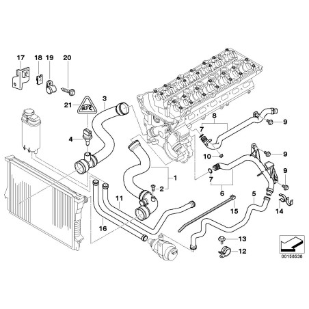 Tuyau de réservoir d'expansion - Pièce d'origine BMW 11531438632 Tuyau de réservoir d'expansion - Pièce d'origine BMW 11531438632