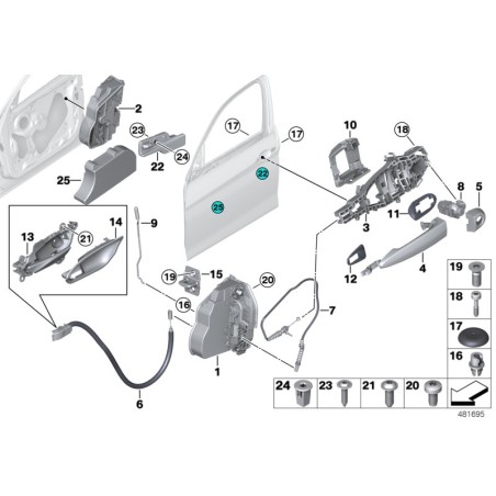 Revêtement de poignée de porte extérieure côté passager - Pièce d'origine BMW 51217162431