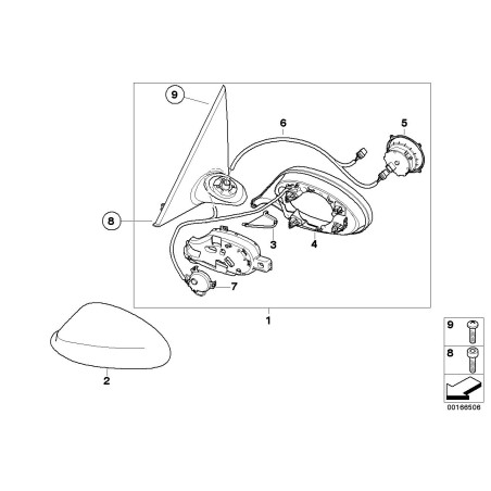 Miroir extérieur rabattable gauche - Pièce d'origine BMW 51167189967