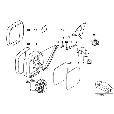 Miroir extérieur chauffant - Pièce d'origine BMW 51168144401 Miroir extérieur chauffant - Pièce d'origine BMW 51168144401