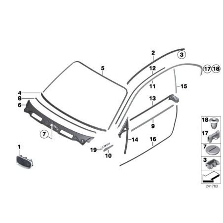 Revêtement de colonne B de porte extérieure gauche - Pièce d'origine BMW 51377164945 Revêtement de colonne B de porte extérieure gauche - Pièce d'origine BMW 51377164945