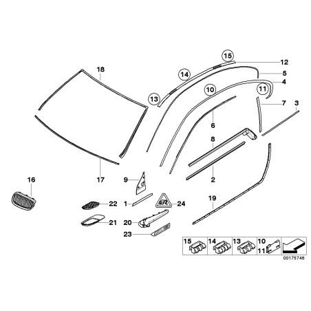 Revêtement de colonne B de porte extérieure gauche - Pièce d'origine BMW 51377453299