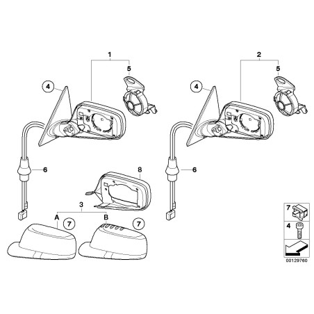 Rétroviseur extérieur gauche - Pièce d'origine BMW 51167003449 Rétroviseur extérieur gauche - Pièce d'origine BMW 51167003449