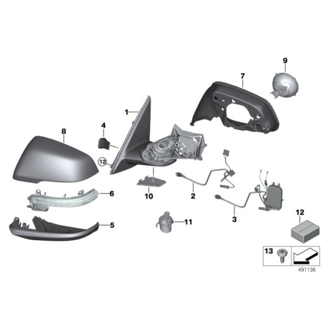 Rétroviseur extérieur sans pièces de montage gauche - Pièce d'origine BMW 51167459787