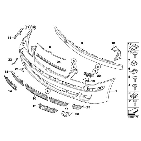 Pare-chocs avant de restylage Grille inférieure ACC côté droit - Pièce d'origine BMW 51117135566 Pare-chocs avant de restylage Grille inférieure ACC côté droit - Pièce d'origine BMW 51117135566