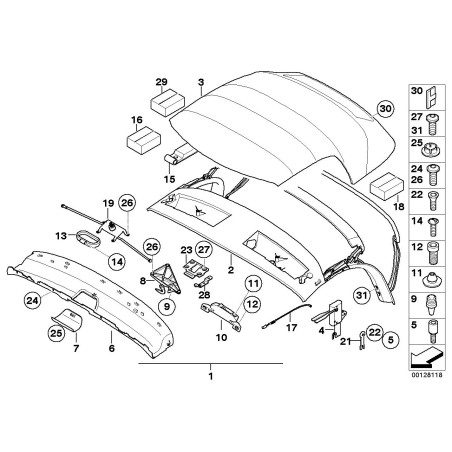 Ensemble de fixation - Pièce d'origine BMW 54317127044 Ensemble de fixation - Pièce d'origine BMW 54317127044