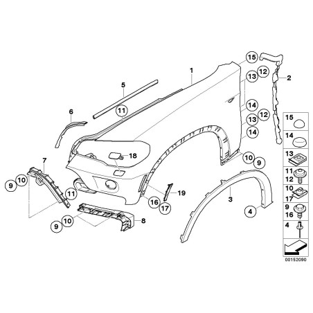 Aile - Pièce d'origine BMW 51657178398 Aile - Pièce d'origine BMW 51657178398