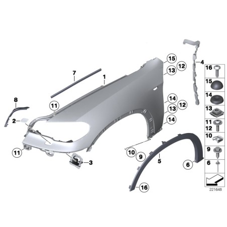 Aile - Pièce d'origine BMW 51657222996 Aile - Pièce d'origine BMW 51657222996