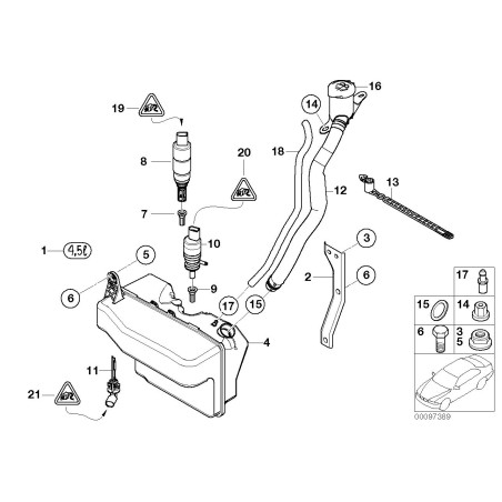 Tuyau de remplissage pour réservoir de liquide lave-glace - Pièce d'origine BMW 61667009125 Tuyau de remplissage pour réservoir de liquide lave-glace - Pièce d'origine BMW 61667009125