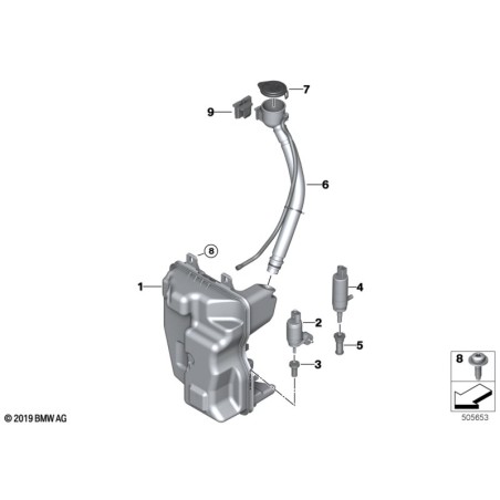 Tuyau de remplissage pour lave-glace - Pièce d'origine BMW 61667301629