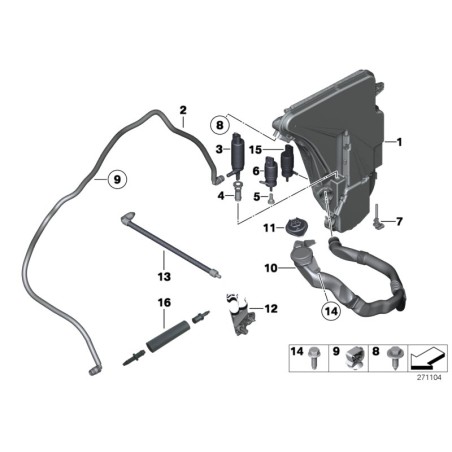 Tuyau de remplissage du réservoir de lavage - Pièce d'origine BMW 61667203270