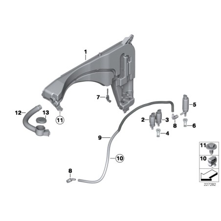 Tuyau de remplissage du réservoir de lavage - Pièce d'origine BMW 61667213278