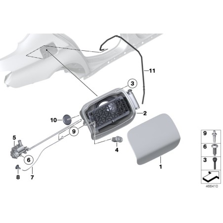 Remplir le volet de couverture du réservoir de carburant apprêté - Pièce d'origine BMW 41007204341