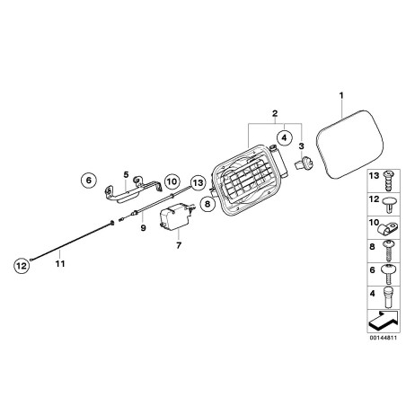Remplissez le volet de couverture du réservoir de carburant apprêté - Pièce d'origine BMW 51177034281.