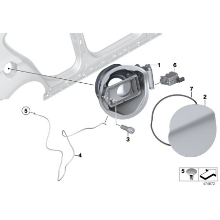 Remplissez le volet de couverture du réservoir de carburant apprêté - Pièce d'origine BMW 51177270765.