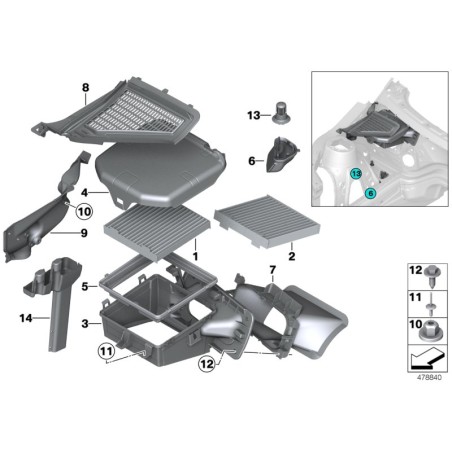 Cadre de filtre - Pièce d'origine BMW 64319184010