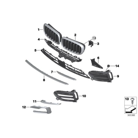 Tige de finition - Pièce d'origine BMW 51117349363 Tige de finition - Pièce d'origine BMW 51117349363