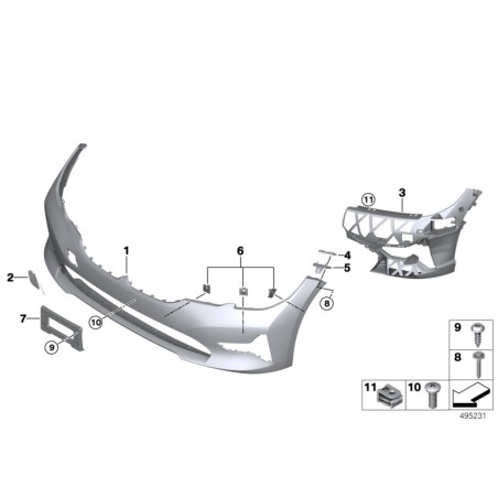 Volet pour illet de remorquage pare-chocs avant - Pièce d'origine BMW 51118496520 Volet pour illet de remorquage pare-chocs avant - Pièce d'origine BMW 51118496520