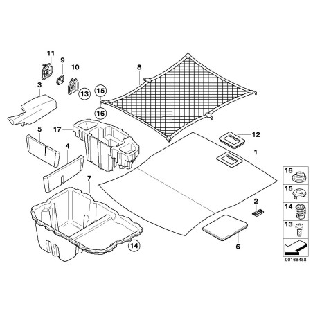 Tapis de sol noir Poignée de coffre - Pièce d'origine BMW 51477152356