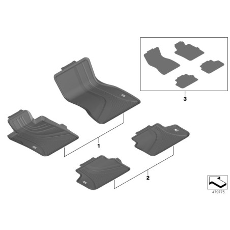 Tapis de sol avant toutes saisons - Pièce d'origine BMW 51472473486