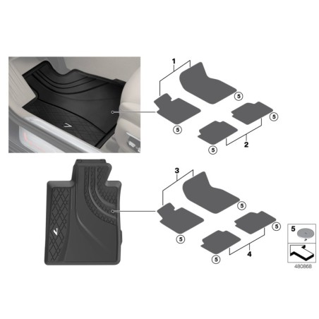 Tapis de sol toutes saisons avant côté conducteur - Pièce d'origine BMW 51472443985