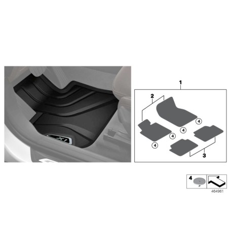 Tapis de sol arrière toutes saisons - Pièce d'origine BMW 51472365856