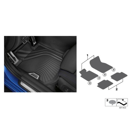 Tapis de sol arrière toutes saisons - Pièce d'origine BMW 51472461169 Tapis de sol arrière toutes saisons - Pièce d'origine BMW 51472461169