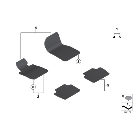 Tapis de sol anthracite - Pièce d'origine BMW 51477426320