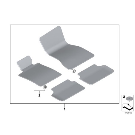 Tapis de sol noir - Pièce d'origine BMW 51477489623