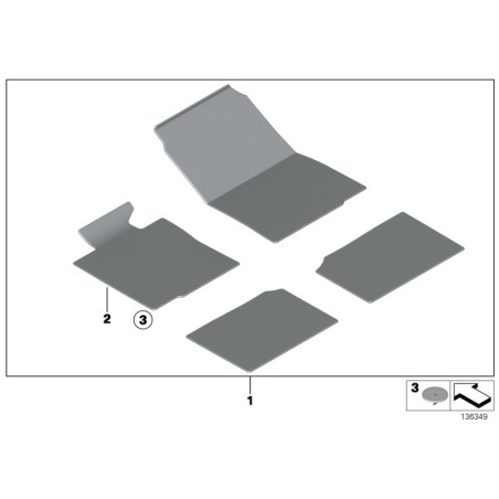 Tapis de sol gris - Pièce d'origine BMW 51477316596 Tapis de sol gris - Pièce d'origine BMW 51477316596